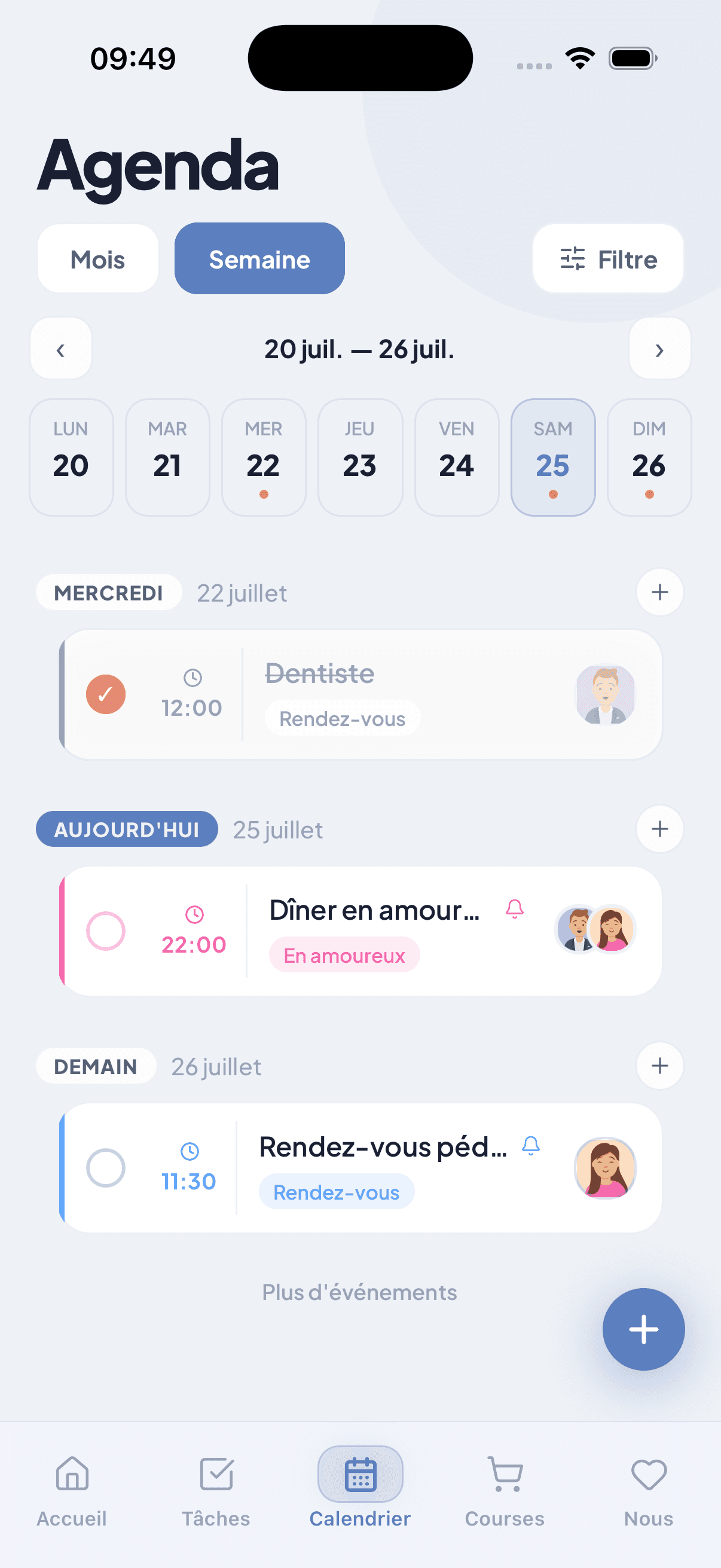 Calendrier de couple partagé WeTodo
